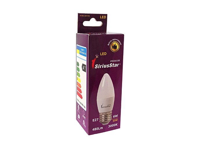 LED лампа Sirius 1-LS-3205 С37 6W-3000K-E27 модель