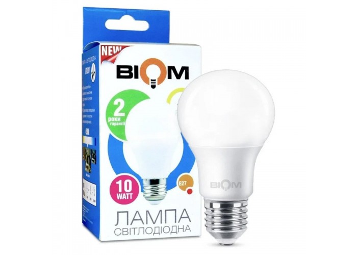 Світлодіодна лампа BIOM BT-610 A60 10W E27 6400К матова (100) модель