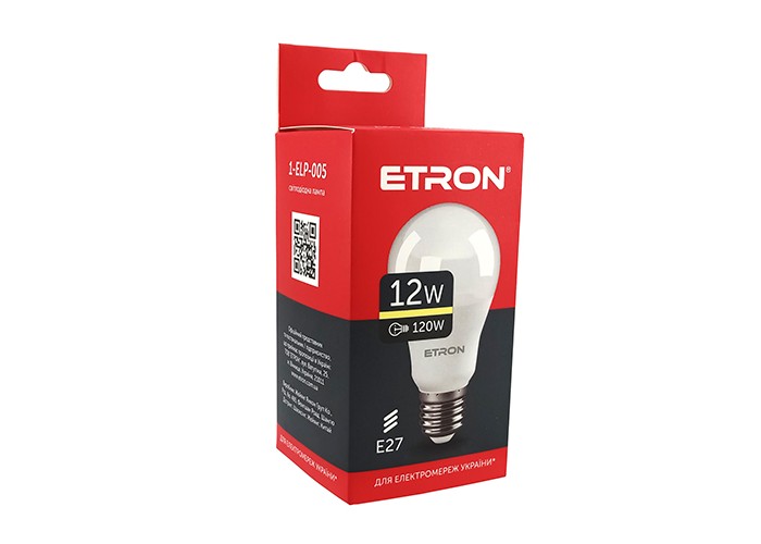 Лампа світлодіодна ETRON Light Power 1-ELP-005 A60 12W 3000K E27 модель