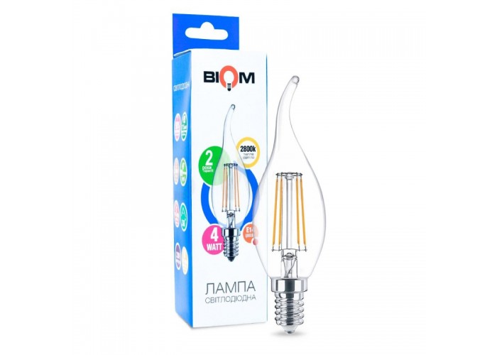 Филаментная лампа BIOM FL-315 4W E14 2800K C35 LT (Свічка на вітрі) модель