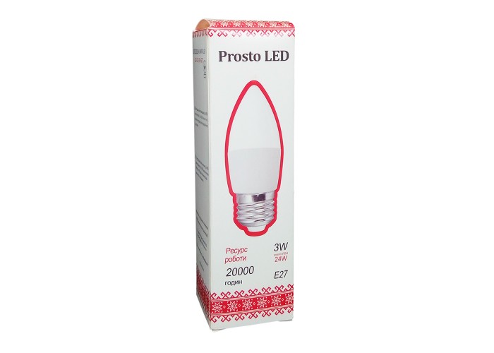 Світлодіодна лампа Prosto LED SK-3W-E27 С37 4100К (Свічка) модель