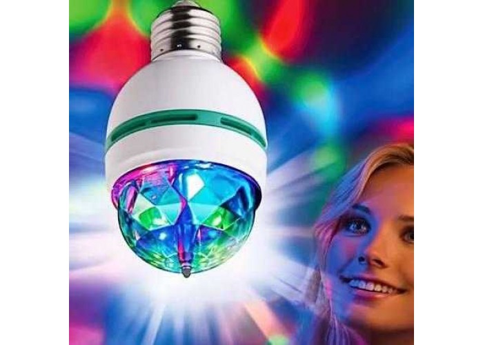 Диско-лампа.Светодиодная лампа LED full color rotating lamp +переходник в подарок.